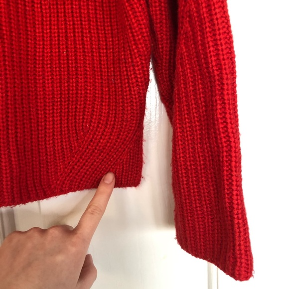 ASOS Red Knit Turtleneck Cozy Sweater Acrylic - Picture 3 of 9